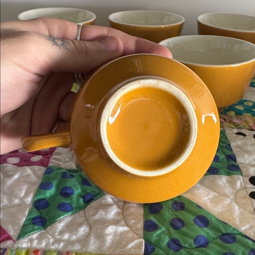 VINTAGE Homer Laughlin Morocco MCM Set of 5 Coffee Cups Set - Picture 3 of 4
